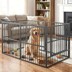 Dog Playpen 32" Height – Heavy Duty, Foldable | 25mm Steel Tubes, 40.8 lbs sturdy frame, rubber non-slip feet, indoor & outdoor, tool-free assembly, Small & Medium Dogs