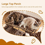 Heybly Cat Tree, 71-Inch-Tall Tower for Indoor Cats with 2 Perches HCT034BW | Large Cat Furniture with 2 Big Condos, 2 Hammocks, Basket, Scratching Pad, Multi-Level Cat Condo, Leopard Print