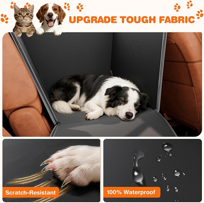 njnj Half Dog Car Seat Cover for Back Seat - Waterproof Dog Half Hammock for Cars,Scratchproof Pet Backseat Protector,Perdurable,Non-Slip Booster Seat for Small,Medium and Large Dogs