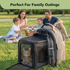 Morpilot Expandable Cat Carrier Backpack for Small Dogs & Cats Up to 12lbs, Breathable Mesh Pet Travel Backpack with Safety Leash, Foldable Airline Approved Carrier for Hiking Camping Outdoor, Grey