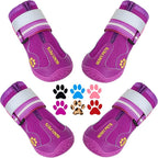 QUMY Dog Shoes for Hot Pavement, Dog Snow Boots & Paw Protectors for Winter | Dog Booties Medium Large Size Dogs, Water-resistant in the Rain, Outdoor Walking, Indoor Hardfloors Skid-resistant Sole
