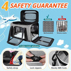 Petskd Top-Expandable Small Pet Carrier 18"x11"x11" Airline Approved | for Delta/American/United Airlines, Lockable Safety Zippers and Anti-Scratch Mesh, Soft-Sided, Pets Under 10 Lbs, Grey