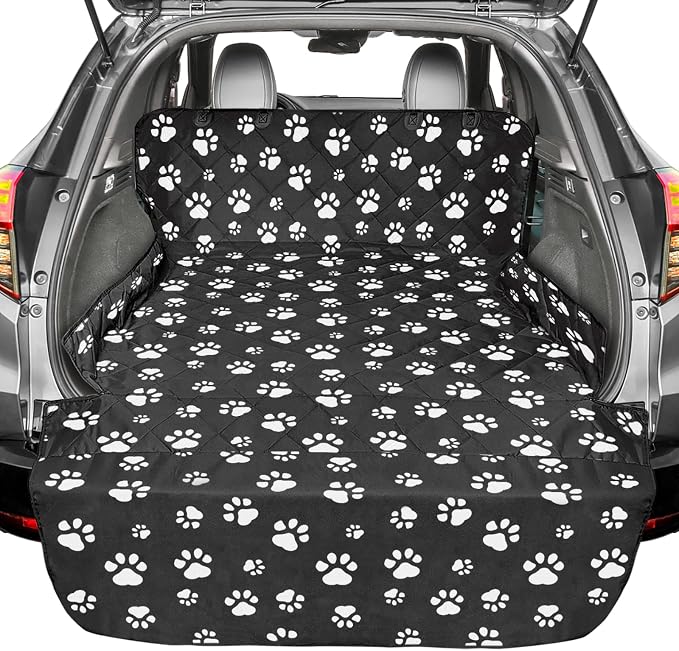 F-color SUV Cargo Liner for Dogs - Heavy Duty Cargo Cover for Mid-Size SUVs | Water Resistant, Bumper Flap, Non-Slip Mat, Car Trunk Dog Car Seat Cover Prevents Scratches Pet Hair Mud Dirt for Sedans Vans