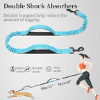 iYoShop Hands Free Dog Leash with Zipper Pouch, Dual Padded Handles and Durable Bungee for Walking, Jogging and Running Your Dog (Medium, 8-25 lbs, Blue)