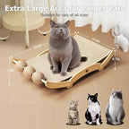 3 in 1 Sisal Cat Scratcher Bed, Solid Pine Cat Scratcher with Balls,Natural | Extra Large Cat Scratching Post with Hammock, Cat Scratcher for Scratch & Play & Rest, Cat Furniture for Indoor Cats, Kitten