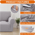 XINEAGE Stretch Armchair Slipcover, Non-Slip Pet Couch Cover,Silver Gray | Washable Furniture Protector, Elastic Bottom, Dogs & Cats Friendly, Scratch-resistant, Fast Setup, High Elasticity