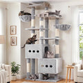 Gitelsnour Sturdy Cat Tree Tower with 2 Large Condos, 4 Big Perchs GCT039W | 74.8" Sturdy Cat Furniture for Indoor Cats Large Adult with 2 Cozy Cat Baskets, Sisal Scratching Posts & Toys, Light Gray