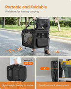 Feandrea Collapsible Soft Dog Crate, Portable Travel, 24 Inches | Dog Carrier Kennel with Safety Zippers for Living Room, Car, Travelling, Black UPDC60H