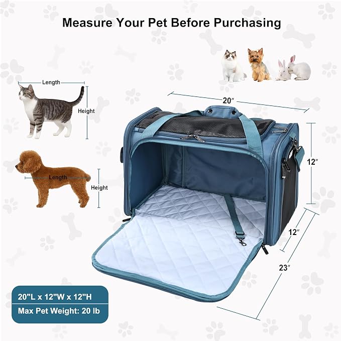 EliteField Deluxe Soft Pet Carrier for Cats and Dogs (3-Year Warranty) | Airline Approved, Waterproof Fabric, Scratch-Resistant Mesh, Expandable Mat, Built-In Leash, Suitcase Sleeve, Seat Belt Loops