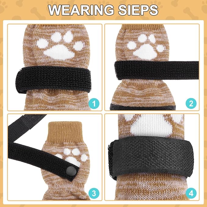 KOOLTAIL Anti Slip Dog Socks for Hot/Cold Pavement to Prevent Licking Paws,Booties for Hardwood Floors,Traction Rain Dog Boots&Paw Protectors Shoes with Grip for Small Medium Large Senior Dogs