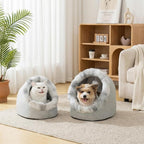 Avont Cat Bed Cave for Indoor Cats, Semi-Enclosed with Washable Cushion | Anti-Slip Bottom, Warm Plush, for Kittens & Small Dogs Under 10 lbs (M)