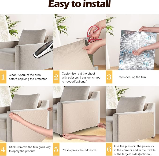 Cat Scratch Furniture Protector, 78.7"x15.8" Cat Scratch Pad for Couch | Trimmable Self-Adhesive DIY Sofa Wall Cats Tower Mat, Replacement Pads from Pet Claws, Beige