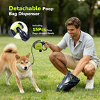 Pecute Retractable Dog Leash with Chew Proof Cable - 18,2 ft Heavy Duty Retractable Pet Leash with Dispenser and Poop Bags, Anti-Slip Handle, Reflective Leashes for Small Medium Dog Up to 66 lbs