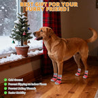 KOOLTAIL Dog Socks to Prevent Licking Paws, Dog Christmas Outfit Shoes for Winter Snow Pavement, Warm Fleece Pet Boots & Paw Protector for Hardwood Floors Anti Slip, Small Medium Large Size, Red M