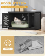 Hzuaneri Cat Litter Box Enclosure, Hidden Litter Box Furniture with Divider | Wooden Cat Cabinet with Removable Dividers, Reversible Entrance Left or Right Side, Cat Washroom, Black CB84704X