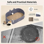 Cat Scratcher Bed for Indoor Cats 24.2 Inch Large Cardboard Cat Scratch Couch Felt Bed Cat Scratch Pad for Cat Scratching Post Board Scratchers Lounge House with Bell Ball Toys