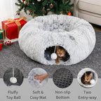 Extra Large Cat Tunnel, Long Cat Tunnel Bed, Foldable Cat Tunnel Toy for Indoor Cats, Spacious Pet Play Tunnel & Cat Bed for Cats Kittens