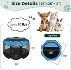 Love's cabin Pet Puppy Dog Playpen, Small Dog Tent Crates Cage Indoor/Outdoor, Portable Playpen for Cat, Foldable Pop Up Dog Kennel Playpen with Carring Case, Removable Zipper Top, Blue