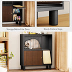 Dog Proof Cat Feeding Station, Metal Cat Feeding Cabinet, Black | Elevated Cat Feeding Station, Pet Food Station with Storage, Cat Bowl Stand, Scratching Board, Stainless Steel Bowls