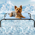 SZEE Elevated Dog Bed, Cooling Dog Cot Bed, Support Up to 65 LBS for Small Breeds, with Durable Steel Frame, Reversible Ice Silk Mat & Sturdy Teslin Mesh, Outdoor & Indoor All-Season Use - S