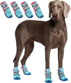 Lelepet 4pcs Dog Shoes for Hot Pavement,Dog Booties for Large Size Dogs | Breathable dog booties with reflective double straps protect paws from hot pavement and outdoor terrain.Blue