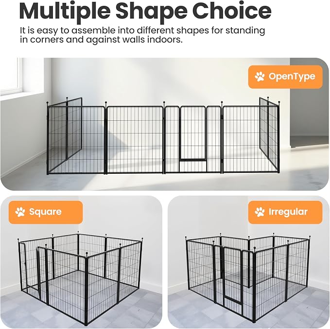 Simple Deluxe Dog Playpen Outdoor Indoor, 32 Inch 8 Panels Dog Fence for Small/Medium Dogs Puppy, Perfect Dog Pen for Camping, Yard, RV, Garden Fence, Black
