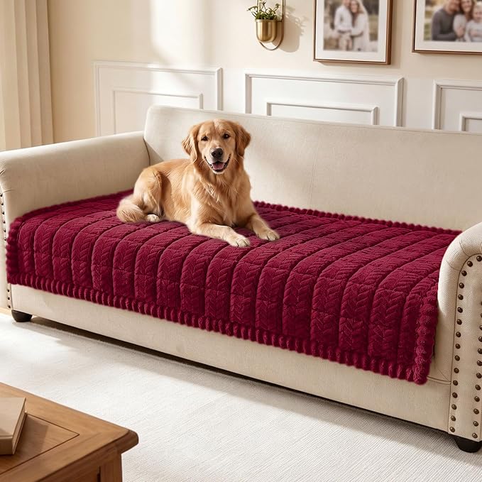 Smiry Couch Cover for Dogs, Non Slip Fuzzy Pet Sofa Covers Washable | Sofa Slipcovers for 3 Cushion Couch, Soft Thick Furniture Protector for Cats Dogs, Against Fur, Dirt, Scratch (35.4"x88")
