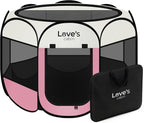 Love's cabin Pet Puppy Dog Playpen, Medium Dog Tent Crates Cage Indoor/Outdoor, Portable Playpen for Cat, Foldable Pop Up Dog Kennel Playpen with Carring Case, Removable Zipper Top, Light Pink