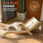 PETKARAY Beach Chair Cat Hammock, Elevated Cat Beds for Indoor Cats, Original Cozy Lounger with Sisal Scratcher and Toy Ball