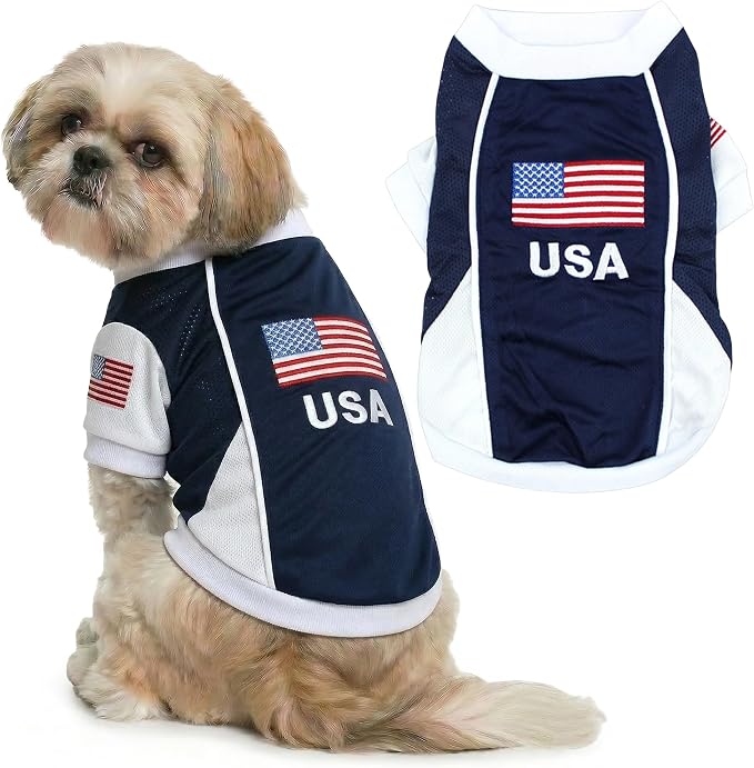 Parisian Pet USA Dog Jersey - Breathable Mesh Puppy Football Jersey - Lightweight Stretch Sporty Dog Clothes - Summer Shirts for Medium Dogs - Soccer Jersey for Dogs - Sportswear Pet Clothes