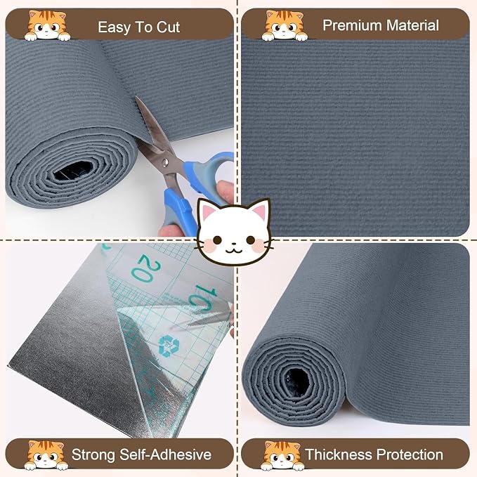 78.7"x15.8" Cat Scratching Mat Self Adhesive Furniture Protector Trim Fit | Stop Cat Scratching Furniture With Thick Felt Protector, Strong Adhesive, Easy Trim, Protects Couch Sofa Wall Instantly