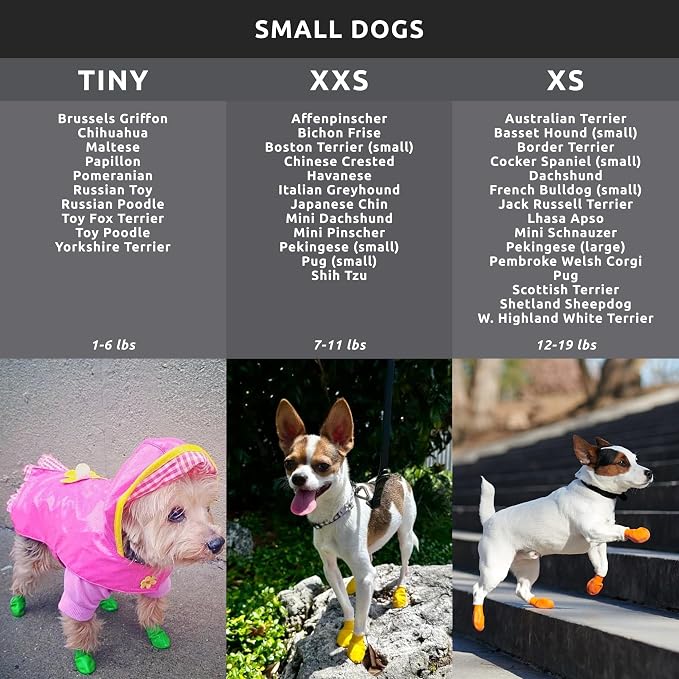PawZ Rubber Dog Boots for Tiny Paws - All-Weather Waterproof Dog Shoes, Anti-Slip Traction for Rain, Snow, Mud & Hot Pavement - Pull-On Dog Booties, Black - Tiny (0.5" - 1") - Pack of 24