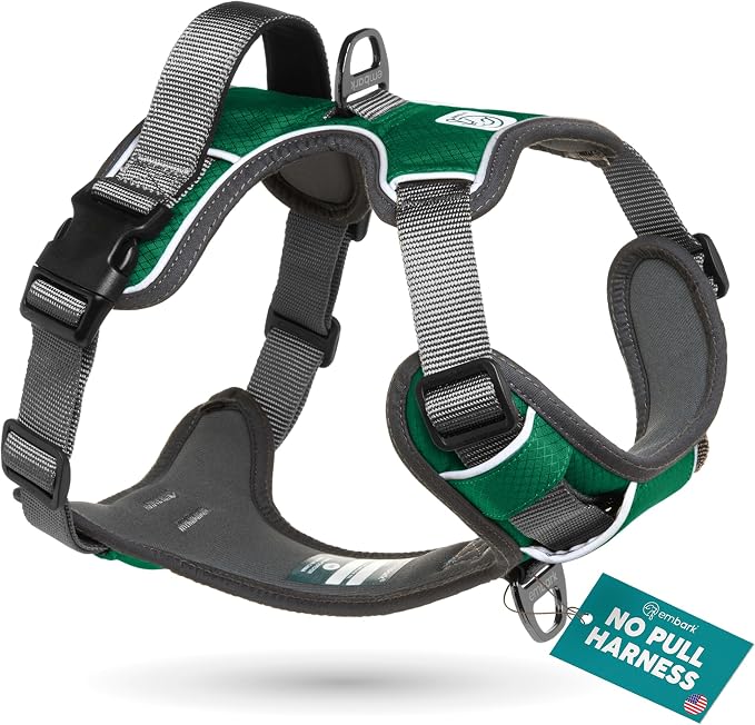 Embark Adventure XL Dog Harness for Extra Large Dogs – No Pull, Reflective Trim, Military Grade Nylon, 2 Leash Clips, Gel-Lined Handle, Soft Padded