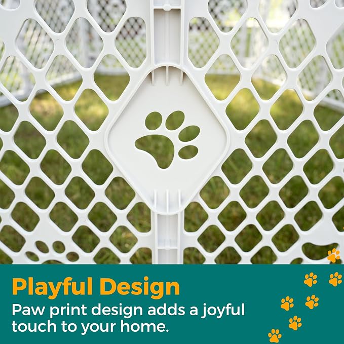 MyPet 8-Panel Paws Petyard, Gray Dog Playpen, Durable & UV-Resistant Puppy Playpen, Indoor/Outdoor Portable Dog Pen, Adjustable for Your Pet's Comfort, Friendly Design for Happy Pets