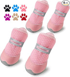 QUMY Dog Shoes for Small Dogs Hot Pavement Puppy Dog Boots & Paw Protectors | Small Medium Dog Summer Shoes, Soft Anti-Slip Rubber Sole, Mesh Breathable Dog Booties for Hardfloors, Walking Running Pink