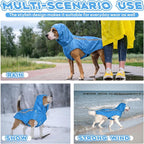 Blue Dog Raincoat with Reflective Strip Hoodie, Waterproof Poncho，2XL | Reflective Safety Trim, Waterproof & Breathable, Adjustable Hood, Leash-Friendly Access Hole, Easy On & Off Design