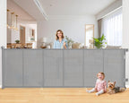 EZIGO 120 Inch Retractable Baby Gates, 41 Inch Extra Tall Retractable Gate | Reinforced Retractable Dog Gate with Rods, 10 FT Extra Long Mesh Pet Gate for Stairs Hallways Doorway Indoor Outdoor, Gray