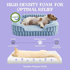 LE SURE Cute Cozy High Back Orthopedic Small Dog Bed with Sides, 24" Blue | Waterproof Pet Bed with Sides, Aesthetic Comfy Egg-Crate Foam Pet Couch Sofa, Removable Washable Cover, Non-Slip Bottom