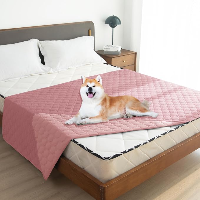 gogobunny 3X Stronger Waterproof Pet Blanket, Scratch Proof Furniture Protector for Dogs Cats, Reversible Cover 52x82 Inch, Dark Pink/Light Pink