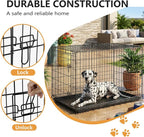FDW Dog Crate 48-Inch Dog Cage Foldable Metal Kennel with Leakproof Tray Foldable Design Indoor Outdoor Use for XL Large Dogs,Dark Black