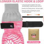 PUPTECK Anti Slip Dog Socks, Shoes with Grippers to Prevent Licking Hardwood Floors Traction, Rubber Boots & Paw Protectors for Small Medium Large Dogs Cold/Hot Pavement, Senior Dogs Booties Pink