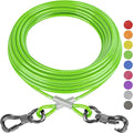 XiaZ Dog Tie Out Cable, Heavy Duty Dog Chains for Outside with Lockable Hook, Pet Runner Cable Leads for Yard, Dogs Line Tether for Small Medium Dogs Up to 250 LBS (50FT, Green)