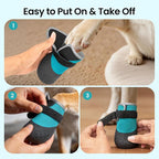 Non-Slip Dog Booties with Steady Traction - Flexible Rubber Sole Dog Shoes for Rain & Hardwood Floors, Breathable Mesh Paw Protectors for Labradors, Pitbulls, Rottweilers, 4Pcs