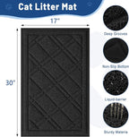 Smiry Cat Litter Box Mat 30x17, Non-Slip Water Resistant Litter Trapping Mat, Easy Clean Less Waste and Urine-Locking Cat Carpet for Indoor, Black