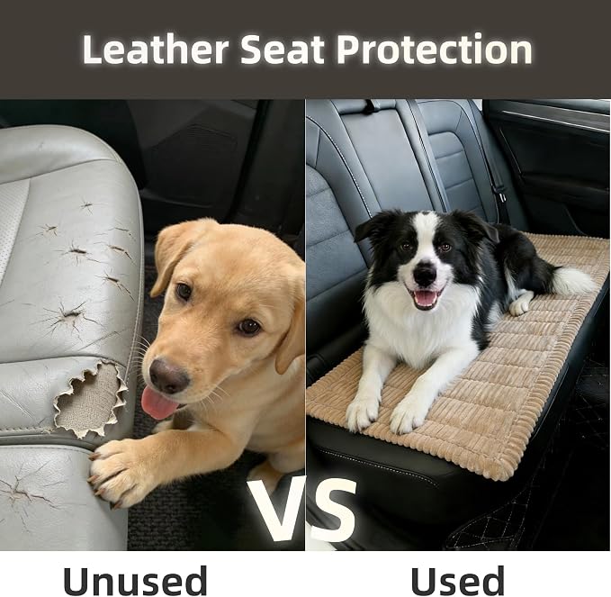 Dog Car Seat Cover, Pet Couch Covers for Car and Sofa,Non-Slip Backseat Pet Bed Mat, Machine Washable, Soft Plush Travel Seat Protector with Storage Bag (Brown,23.6''×70'')