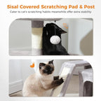 PEQULTI Cat Tree for Small Medium Cats, Gray Cat Tower for Indoor Cats | Gray aesthetic cat furniture with soft perch, private condo, natural sisal scratch post for indoor small medium kittens