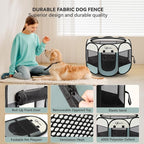 Siedihit Large Dog Cat Playpen, Puppy Pet Playpen Indoor for Dog Crate Tent Cage Outdoor, Portable Pop Up Dogs Enclosure Kennel with Carrying Case for Dogs/Cats/Rabbits, Grey