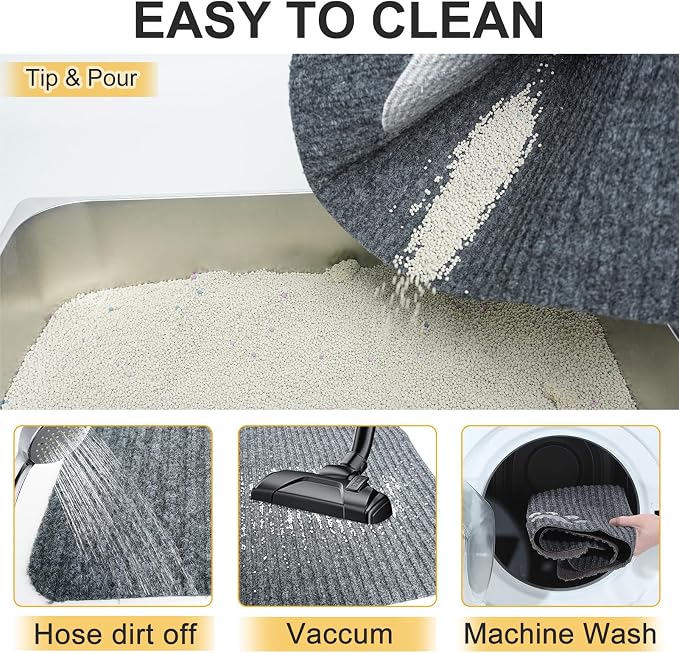 BEAUTYZOO Cat Litter Mat Litter Trapping Mat, 28"x 36" Large Litter Box Mat, Waterproof Kitty Litter Mat, Non-Slip Litter Rug Mats Pads for Floor Scatter Control, Soft on Paws & Easy to Clean, Grey
