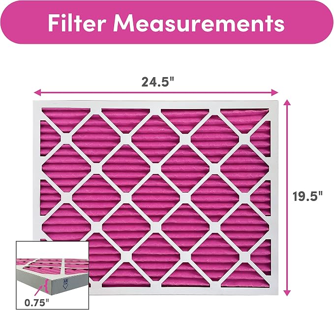 20x25x1 Air Filter (4-Pack) | Made in the USA | Color Changing | Remove Cat and Dog Odor | MERV 8 for Pet Hair Dander and Dust | 19.5"x24.5"x0.75" Exact Size