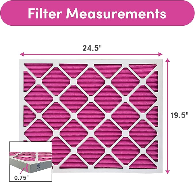 20x25x1 Air Filter (2-Pack) | Made in the USA | Color Changing | Remove Cat and Dog Odor | MERV 8 for Pet Hair Dander and Dust | 19.5"x24.5"x0.75" Exact Size